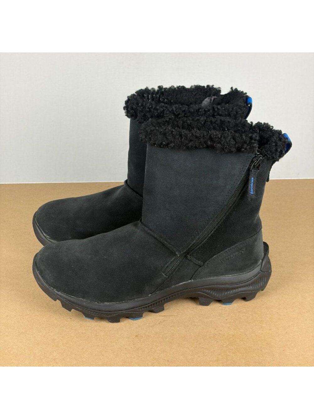 Merrell Icepack 2 Faux Fur Lined Winter Boots Womens 9 Black Side Zip Warm